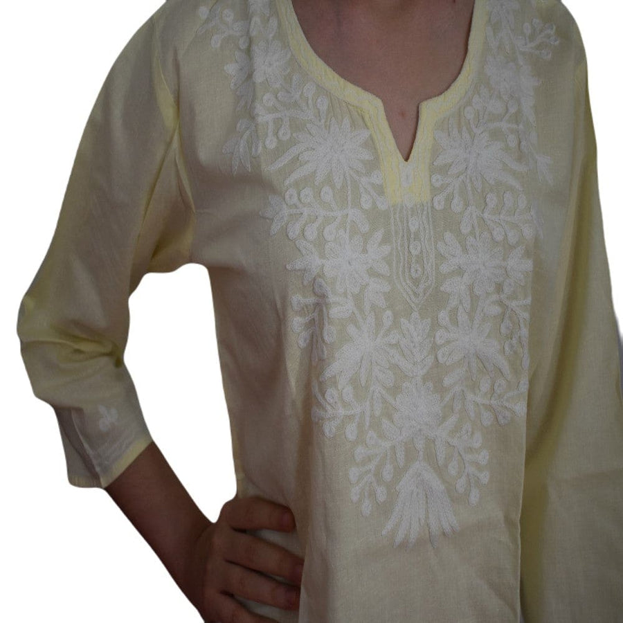 Bluza/Tunica din bumbac cu Broderie Kashmiri -> Cod: KASHMIRI012 - Bluza tunica cu broderie Kashmiri