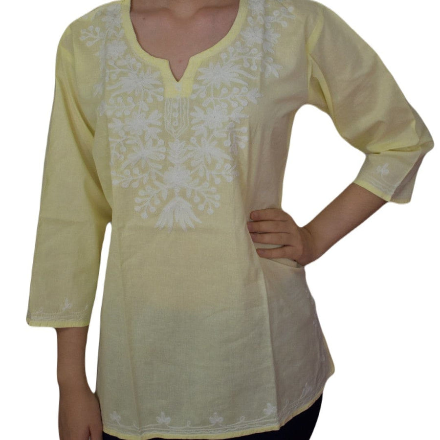 Bluza/Tunica din bumbac cu Broderie Kashmiri -> Cod: KASHMIRI012 - Bluza tunica cu broderie Kashmiri