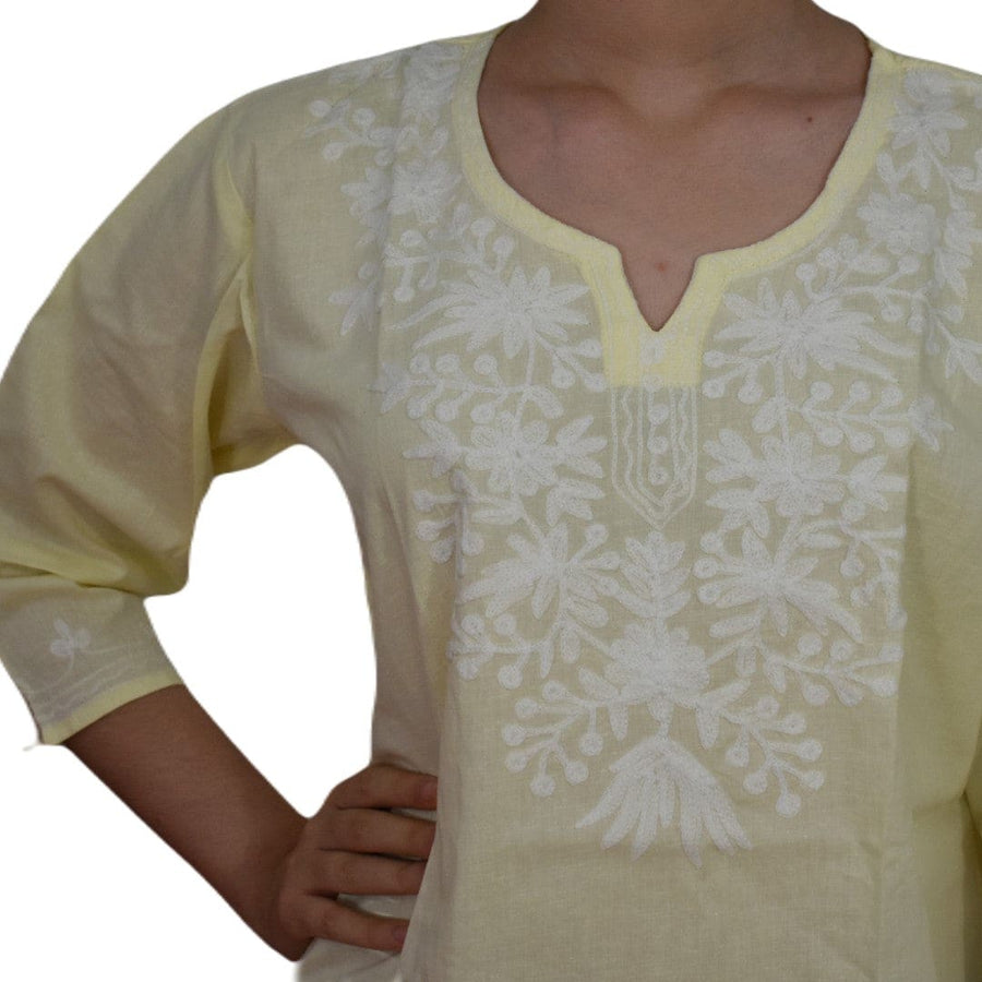 Bluza/Tunica din bumbac cu Broderie Kashmiri -> Cod: KASHMIRI012 - Bluza tunica cu broderie Kashmiri