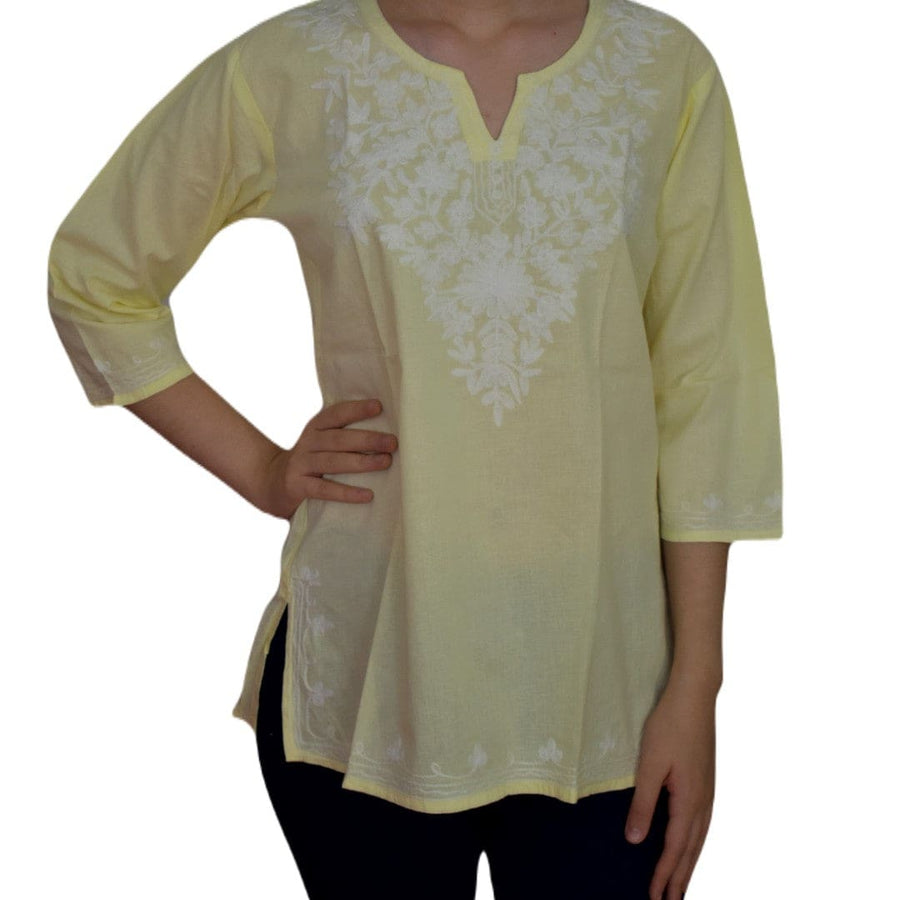 Bluza/Tunica din bumbac cu Broderie Kashmiri -> Cod: KASHMIRI019 - M-L (40-42) - Bluza tunica cu broderie Kashmiri