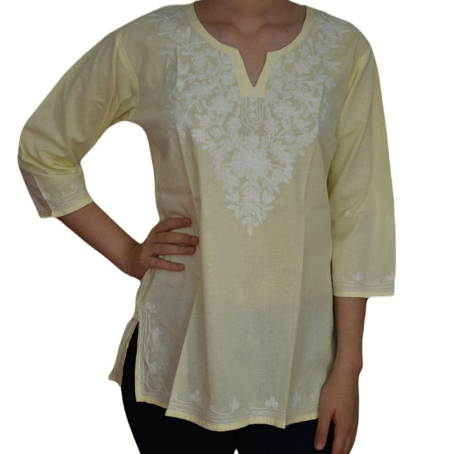 Bluza/Tunica din bumbac cu Broderie Kashmiri -> Cod: KASHMIRI019 - S-M (38-40) - Bluza tunica cu broderie Kashmiri