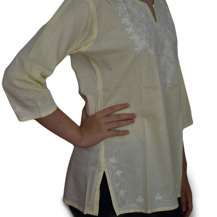 Bluza/Tunica din bumbac cu Broderie Kashmiri -> Cod: KASHMIRI019 - Bluza tunica cu broderie Kashmiri