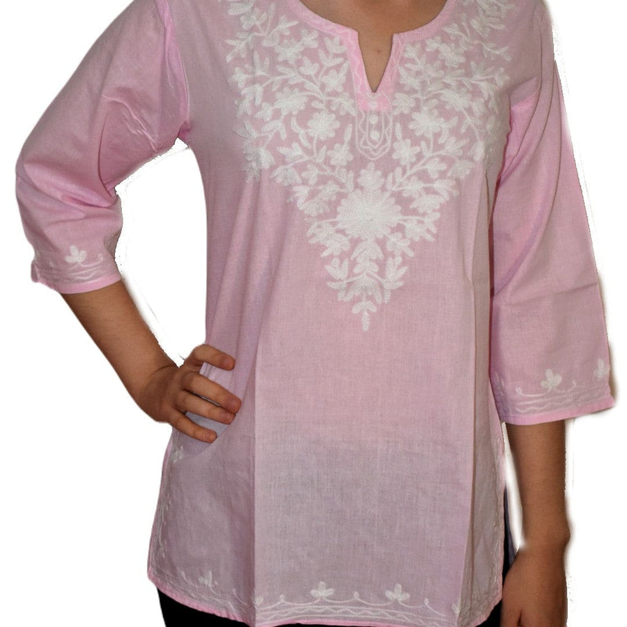 Bluza/Tunica din bumbac cu Broderie Kashmiri -> Cod: KASHMIRI03 - L-XL - Bluza tunica cu broderie Kashmiri