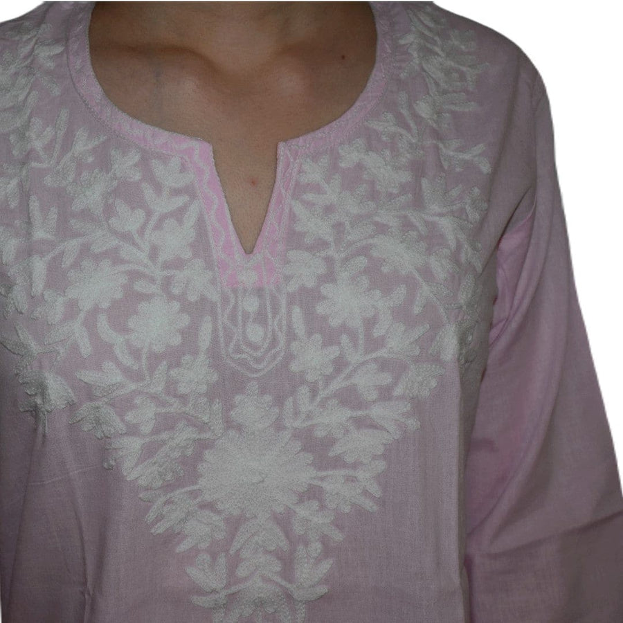 Bluza/Tunica din bumbac cu Broderie Kashmiri -> Cod: KASHMIRI03 - M-L - Bluza tunica cu broderie Kashmiri