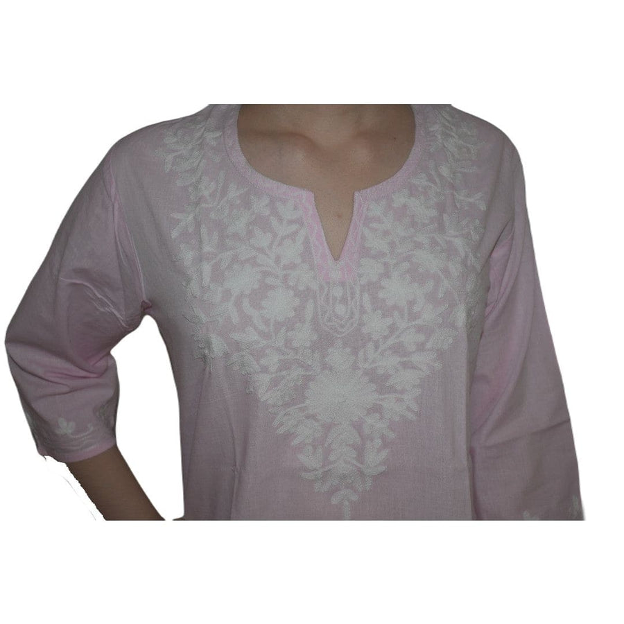 Bluza/Tunica din bumbac cu Broderie Kashmiri -> Cod: KASHMIRI03 - Bluza tunica cu broderie Kashmiri