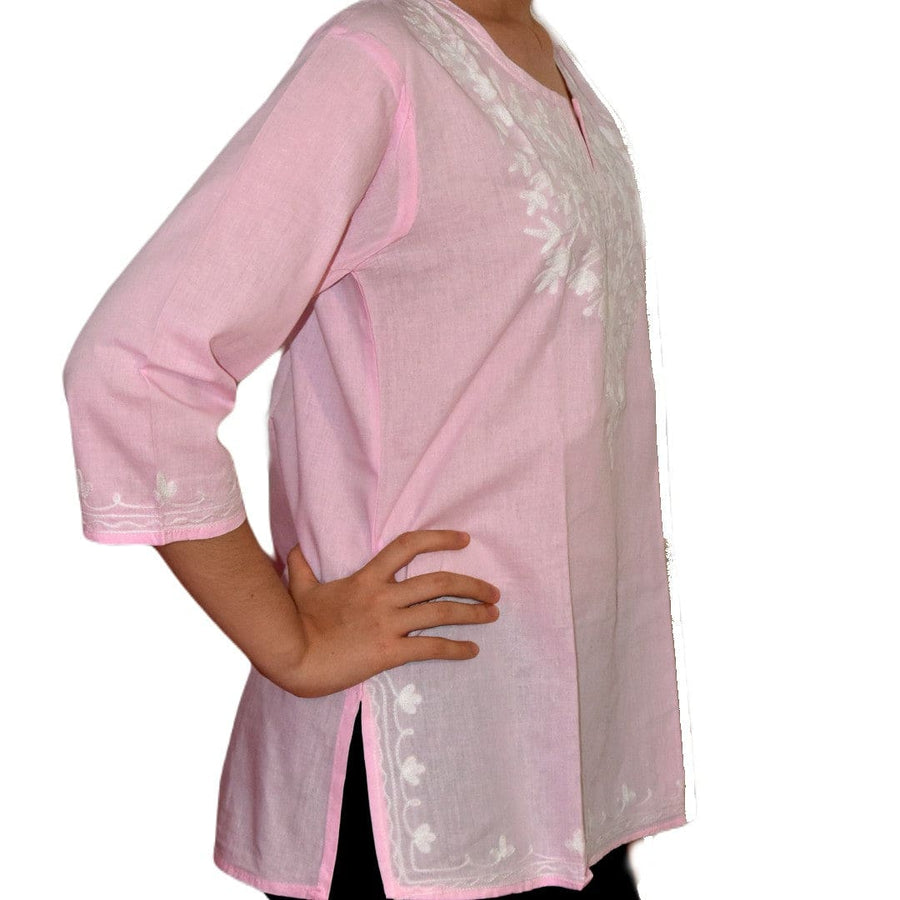 Bluza/Tunica din bumbac cu Broderie Kashmiri -> Cod: KASHMIRI03 - Bluza tunica cu broderie Kashmiri