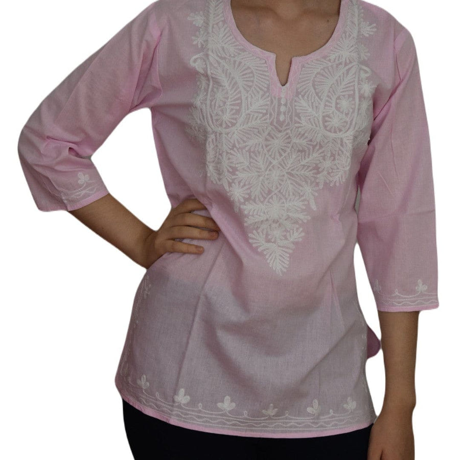 Bluza/Tunica din bumbac cu Broderie Kashmiri -> Cod: KASHMIRI035 - S-M (38-40) - Bluza tunica cu broderie Kashmiri