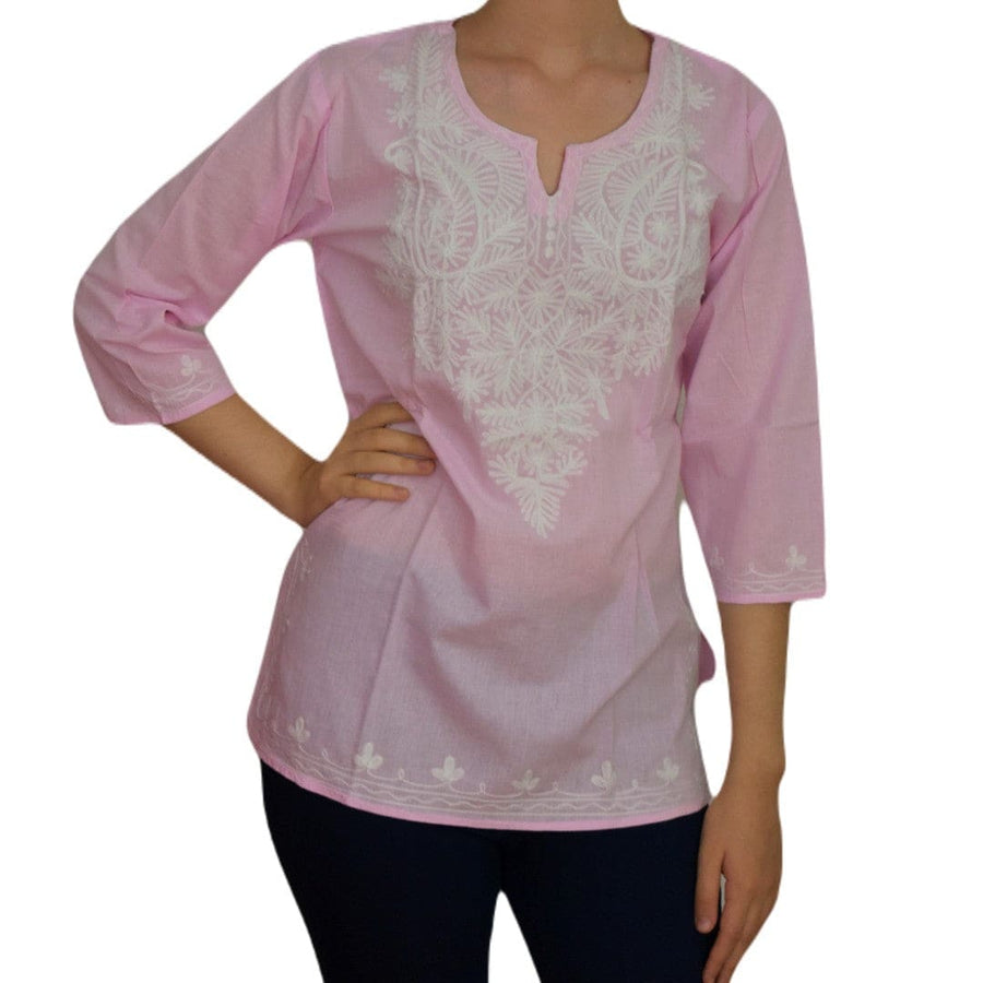 Bluza/Tunica din bumbac cu Broderie Kashmiri -> Cod: KASHMIRI035 - Bluza tunica cu broderie Kashmiri