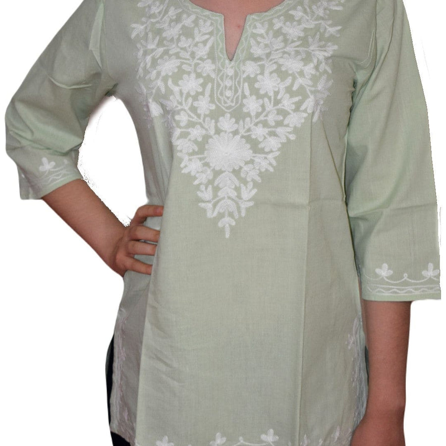 Bluza/Tunica din bumbac cu Broderie Kashmiri -> Cod: KASHMIRI06 - S-M - Bluza tunica cu broderie Kashmiri