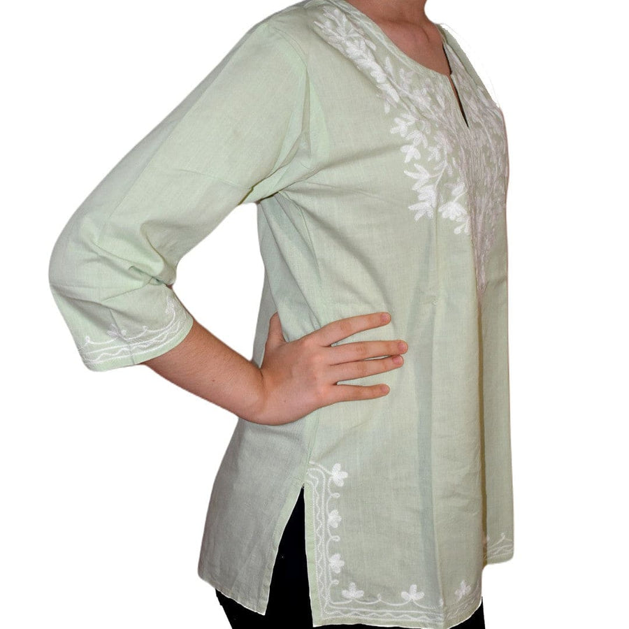 Bluza/Tunica din bumbac cu Broderie Kashmiri -> Cod: KASHMIRI06 - Bluza tunica cu broderie Kashmiri