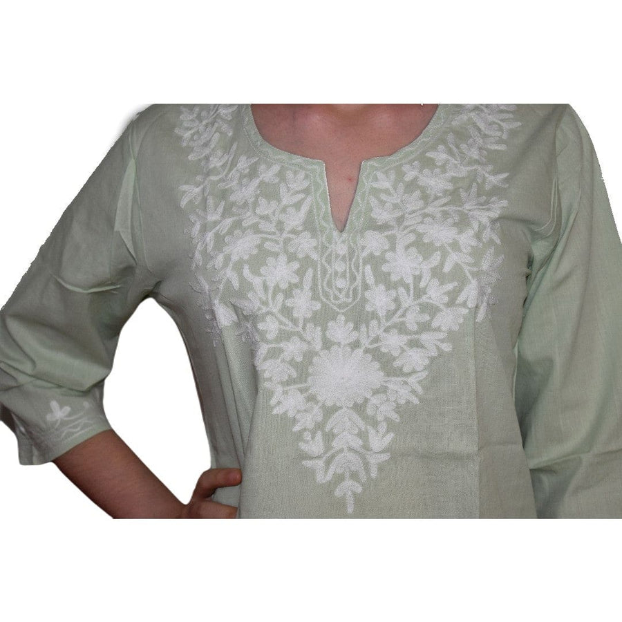 Bluza/Tunica din bumbac cu Broderie Kashmiri -> Cod: KASHMIRI06 - Bluza tunica cu broderie Kashmiri