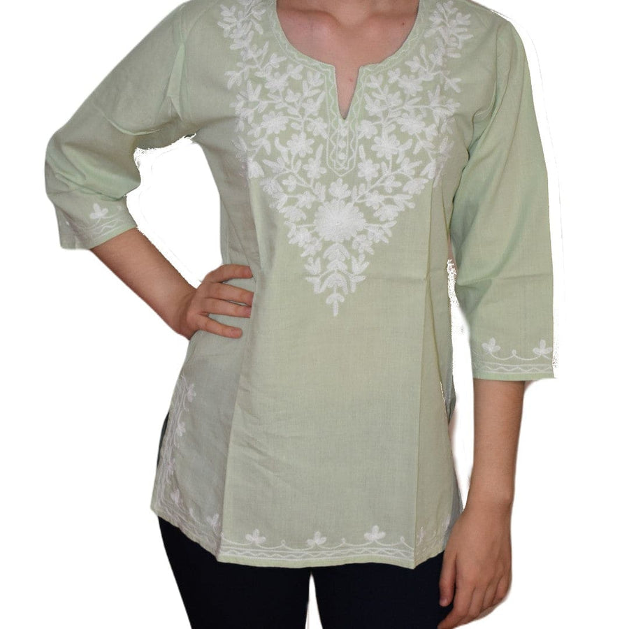 Bluza/Tunica din bumbac cu Broderie Kashmiri -> Cod: KASHMIRI06 - Bluza tunica cu broderie Kashmiri