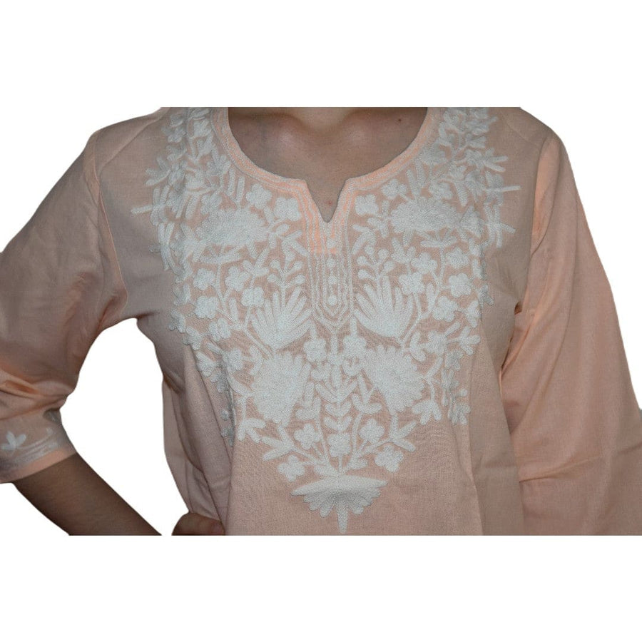 Bluza/Tunica din bumbac cu Broderie Kashmiri -> Cod: KASHMIRI07 - Bluza tunica cu broderie Kashmiri