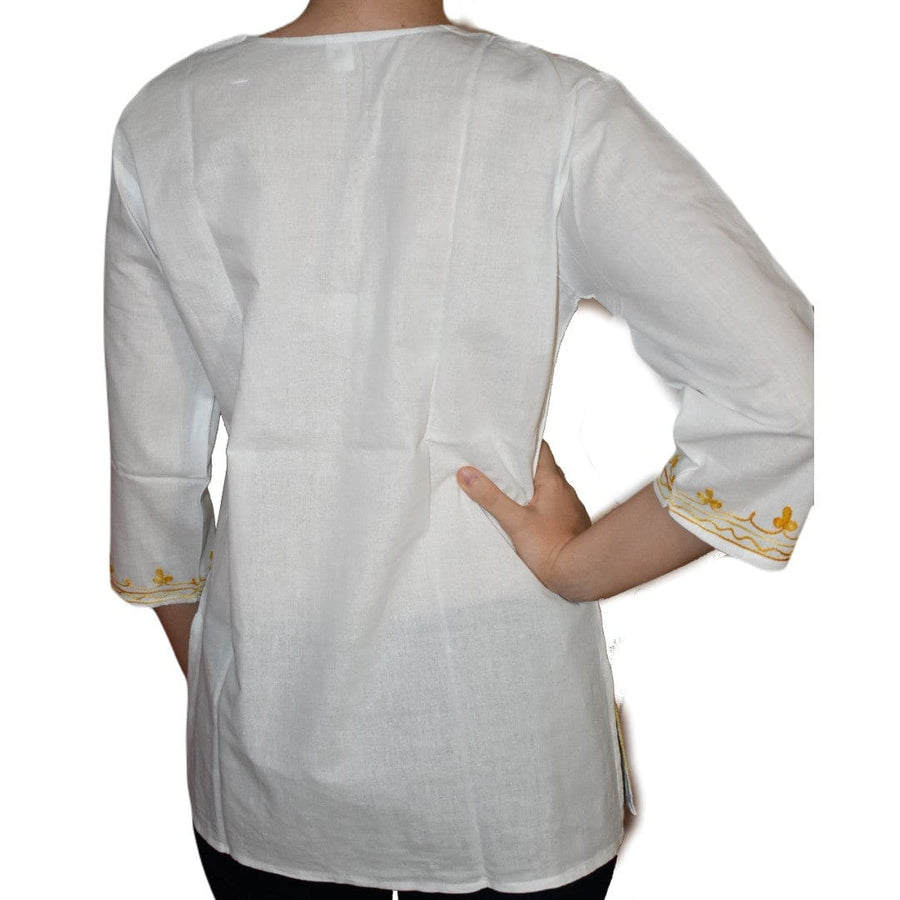 Bluza/Tunica din bumbac cu Broderie Kashmiri -> Cod: KASHMIRI09 - M - Bluza tunica cu broderie Kashmiri