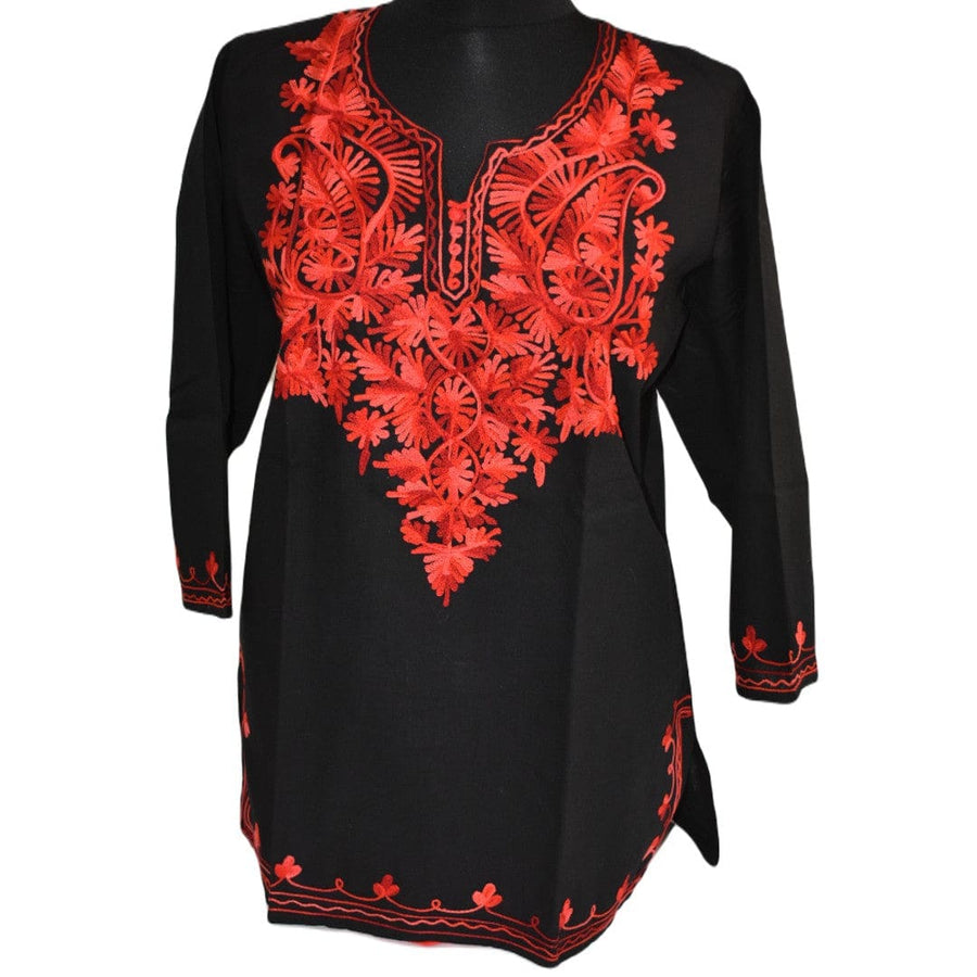 Bluza/Tunica din bumbac cu Broderie Kashmiri -> Cod: KASHMIRI1 - Bluza tunica cu broderie Kashmiri