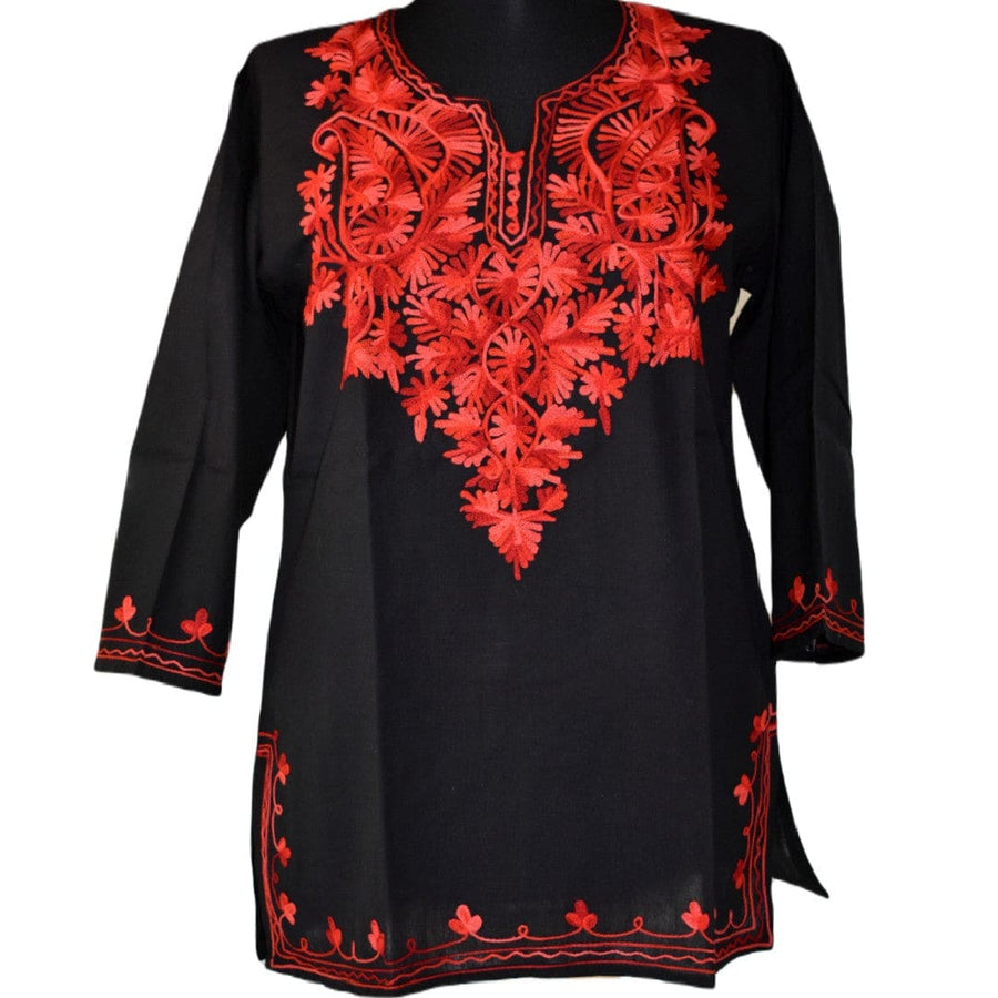 Bluza/Tunica din bumbac cu Broderie Kashmiri -> Cod: KASHMIRI1 - Bluza tunica cu broderie Kashmiri