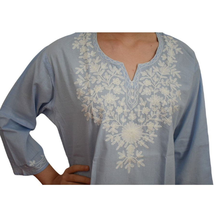 Bluza/Tunica din bumbac cu Broderie Kashmiri -> Cod: KASHMIRI11 - Bluza tunica cu broderie Kashmiri