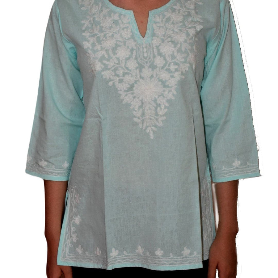 Bluza/Tunica din bumbac cu Broderie Kashmiri -> Cod: KASHMIRI2 - Bluza tunica cu broderie Kashmiri