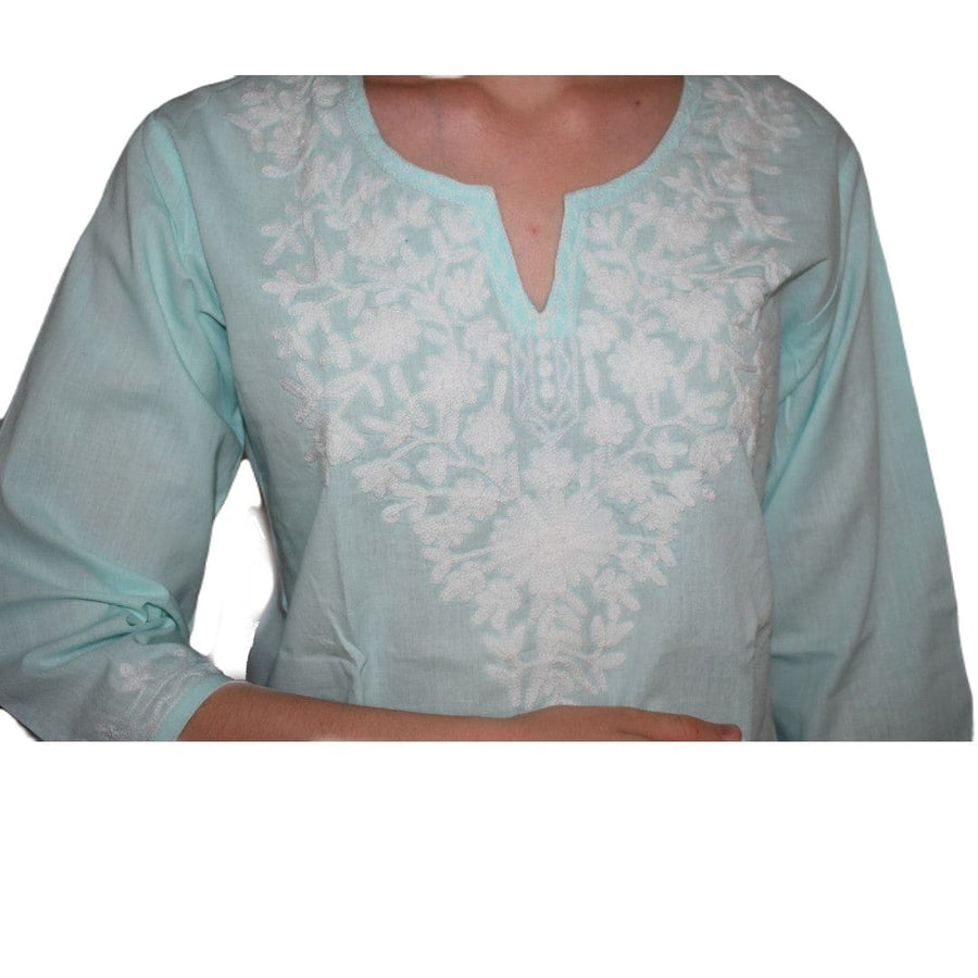 Bluza/Tunica din bumbac cu Broderie Kashmiri -> Cod: KASHMIRI2 - Bluza tunica cu broderie Kashmiri