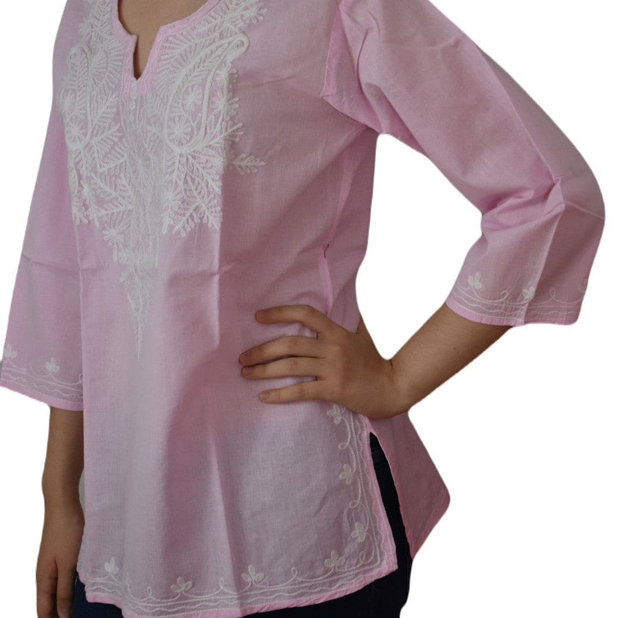 Bluza/Tunica din bumbac cu Broderie Kashmiri -> Cod: KASHMIRI67 - M-L (40-42) - Bluza tunica cu broderie Kashmiri