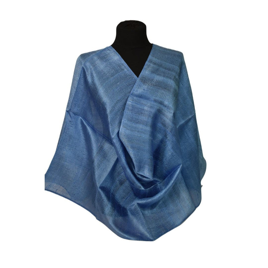 Esarfa-Sal din Matase Naturala Dupioni Raw Silk - Blue Ciel -> Cod: DupionSilk8 - esarfa sal din matase naturala dupioni raw silk