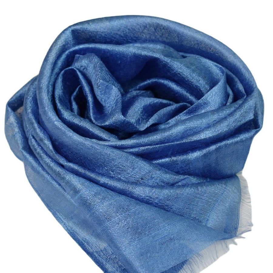 Esarfa-Sal din Matase Naturala Dupioni Raw Silk - Blue Ciel -> Cod: DupionSilk8 - esarfa sal din matase naturala dupioni raw silk