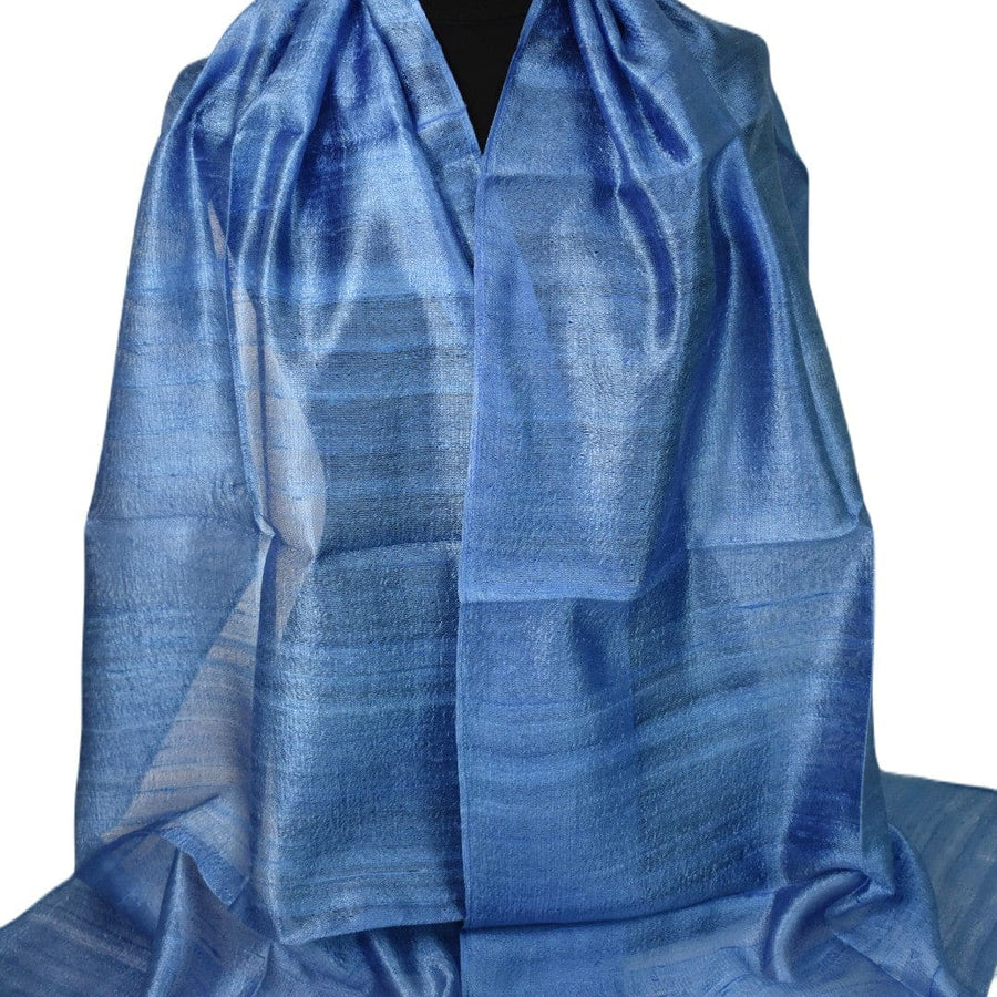 Esarfa-Sal din Matase Naturala Dupioni Raw Silk - Blue Ciel -> Cod: DupionSilk8 - esarfa sal din matase naturala dupioni raw silk