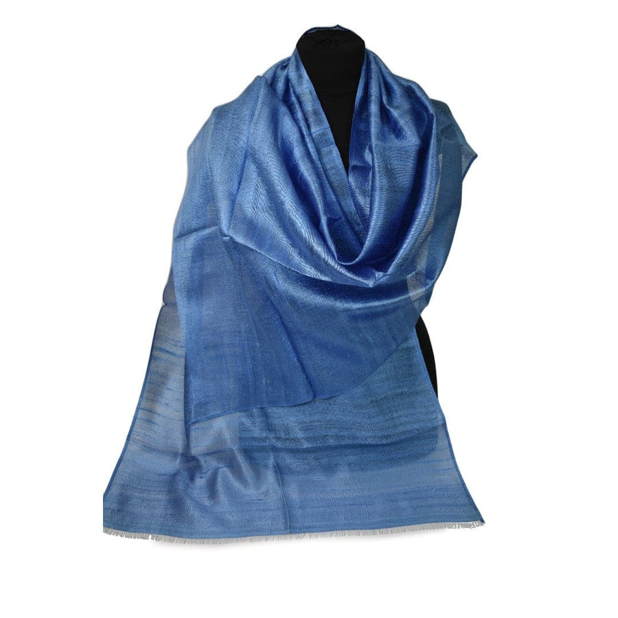 Esarfa-Sal din Matase Naturala Dupioni Raw Silk - Blue Ciel -> Cod: DupionSilk8 - esarfa sal din matase naturala dupioni raw silk