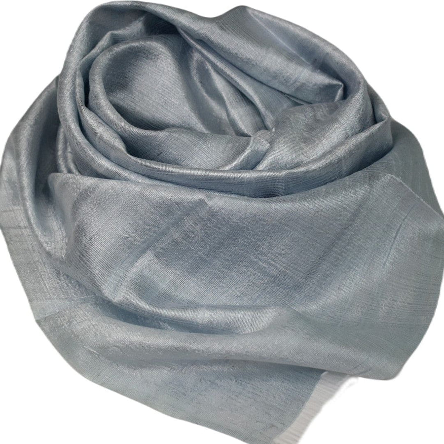 Esarfa-Sal din Matase Naturala Dupioni Raw Silk - Blue Gray -> Cod: DupionSilk7 - esarfa sal din matase naturala dupioni raw silk