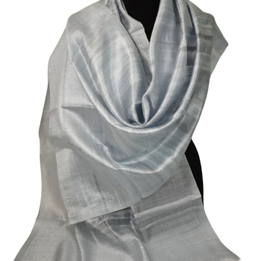 Esarfa-Sal din Matase Naturala Dupioni Raw Silk - Blue Gray -> Cod: DupionSilk7 - esarfa sal din matase naturala dupioni raw silk