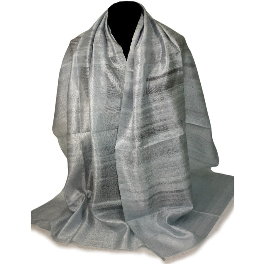 Esarfa-Sal din Matase Naturala Dupioni Raw Silk - Blue Gray -> Cod: DupionSilk7 - esarfa sal din matase naturala dupioni raw silk