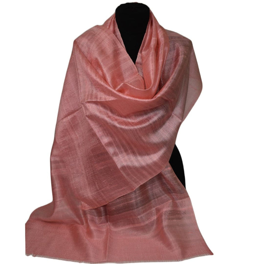 Esarfa-Sal din Matase Naturala Dupioni Raw Silk -Fuzzy Peach (Culoarea Pantone a anului 2024) -> Cod: Dupioni7 - esarfa sal din matase