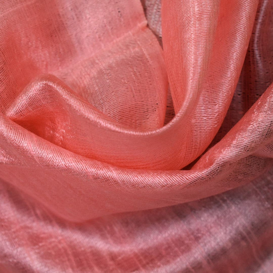 Esarfa-Sal din Matase Naturala Dupioni Raw Silk -Fuzzy Peach (Culoarea Pantone a anului 2024) -> Cod: Dupioni7 - esarfa sal din matase