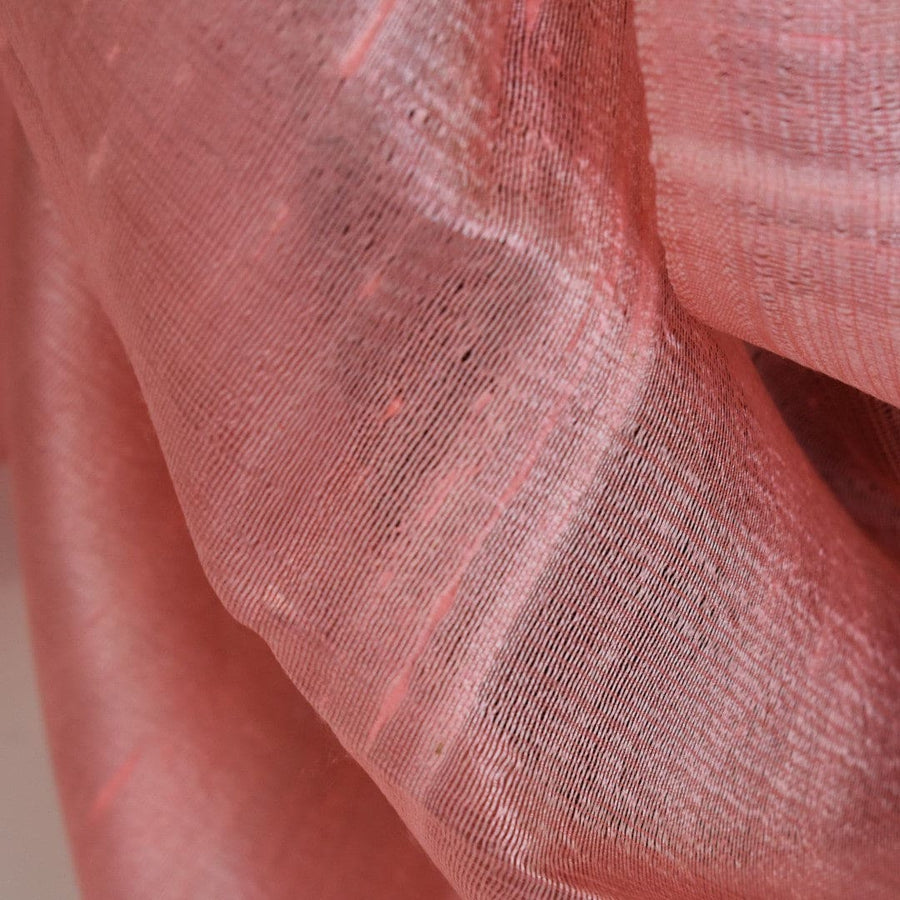 Esarfa-Sal din Matase Naturala Dupioni Raw Silk -Fuzzy Peach (Culoarea Pantone a anului 2024) -> Cod: Dupioni7 - esarfa sal din matase