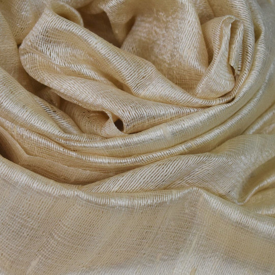 Esarfa-Sal din Matase Naturala Dupioni Raw Silk - Ivory Beige-> Cod: DupionSilk3 - esarfa sal din matase naturala dupioni raw silk