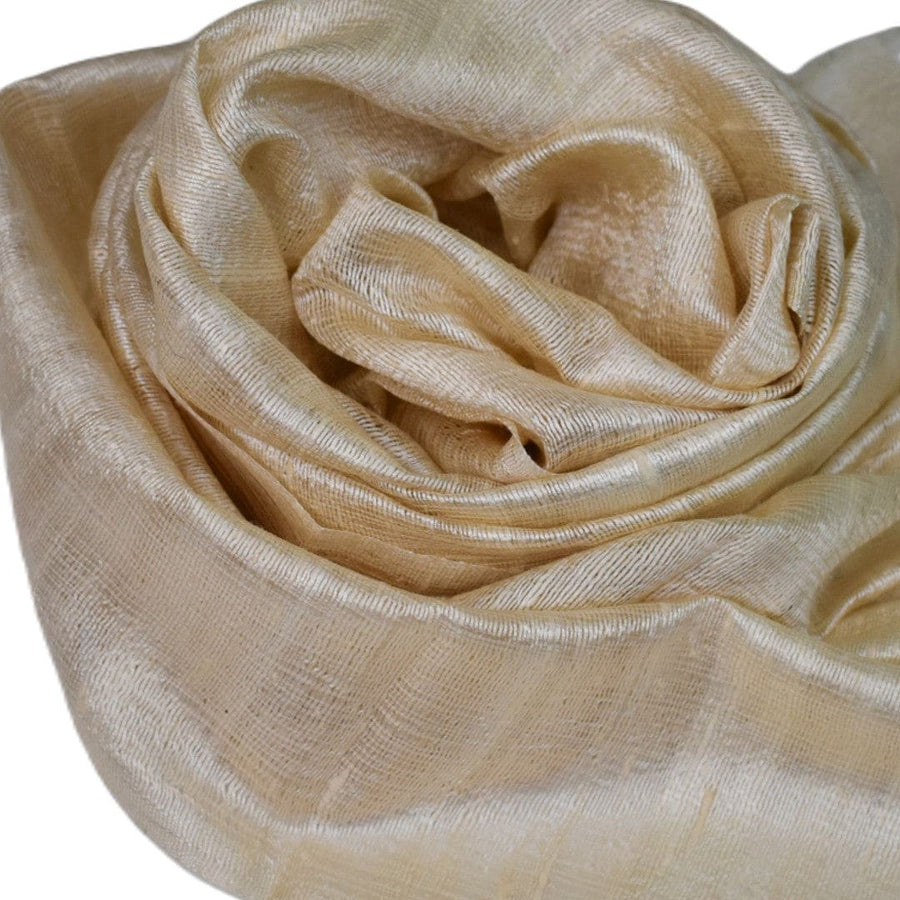 Esarfa-Sal din Matase Naturala Dupioni Raw Silk - Ivory Beige-> Cod: DupionSilk3 - esarfa sal din matase naturala dupioni raw silk