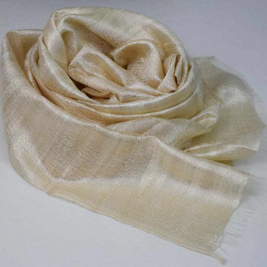 Esarfa-Sal din Matase Naturala Dupioni Raw Silk - Ivory Beige-> Cod: DupionSilk3 - esarfa sal din matase naturala dupioni raw silk