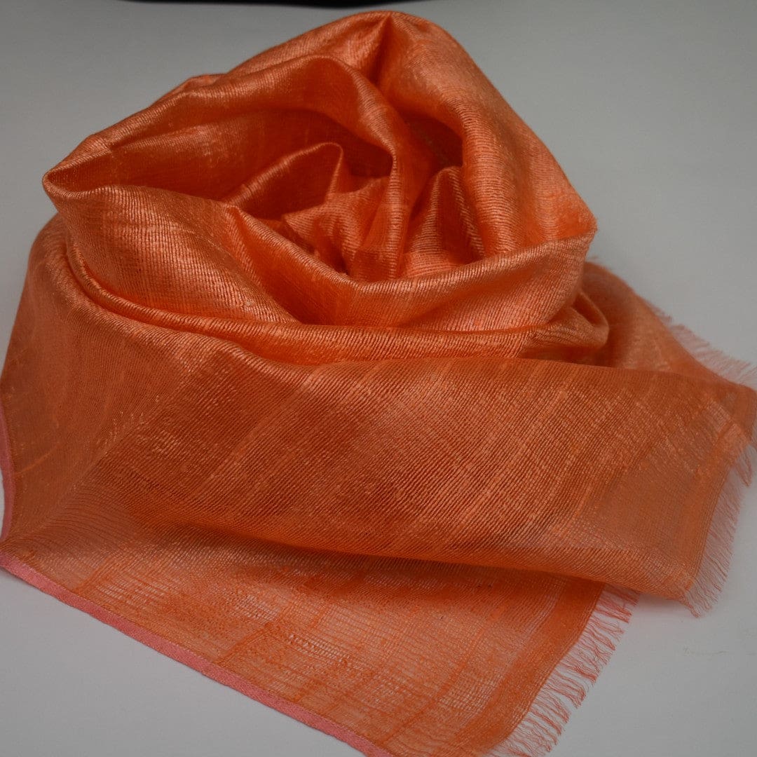 Esarfa-Sal din Matase Naturala Dupioni Raw Silk - Orange Safron -> Cod: Dupioni8 - esarfa sal din matase naturala dupioni raw silk