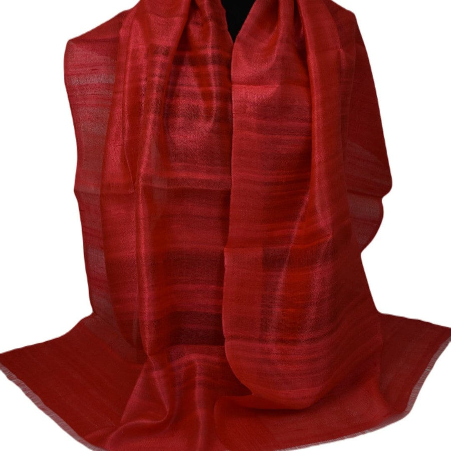 Esarfa-Sal din Matase Naturala Dupioni Raw Silk - Poppy Red -> Cod: DupionSilk4 - esarfa sal din matase naturala dupioni raw silk