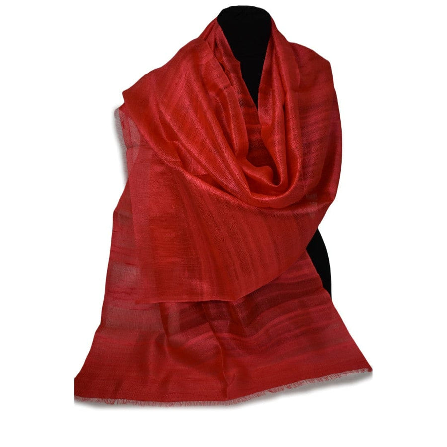 Esarfa-Sal din Matase Naturala Dupioni Raw Silk - Poppy Red -> Cod: DupionSilk4 - esarfa sal din matase naturala dupioni raw silk