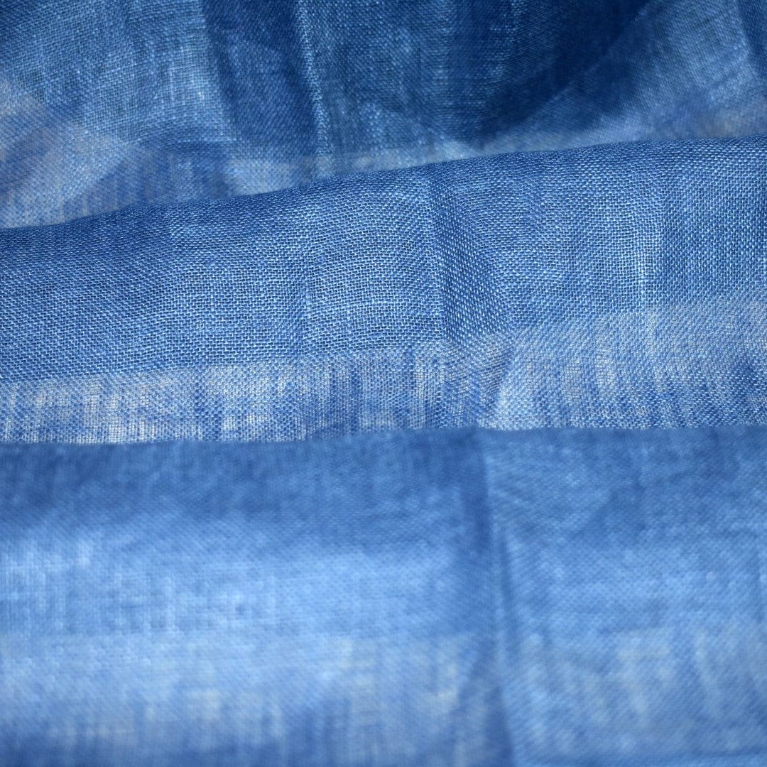 Esarfa-Sal tesuta manual din 100% IN (Linen 100% ) - Albastru Indigo -> Cod: Linen11 - esarfa din Linen (in)