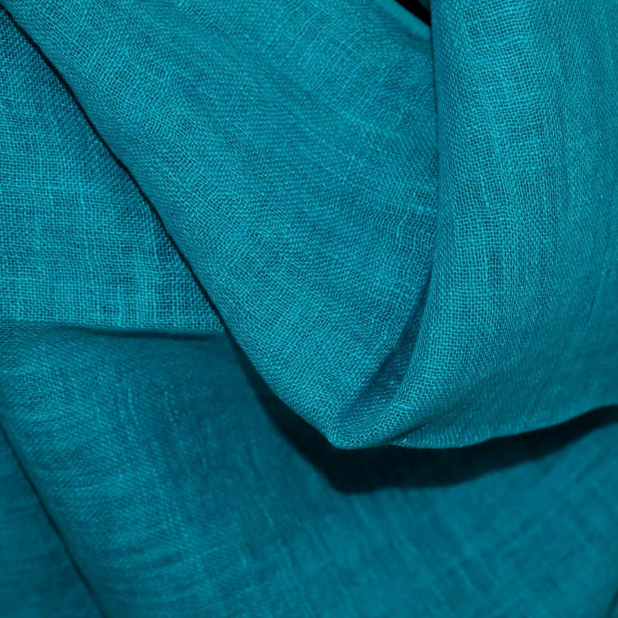 Esarfa-Sal tesuta manual din 100% IN (Linen 100% ) - Blue Turquoise -> Cod: Linen14 - esarfa din Linen (in)