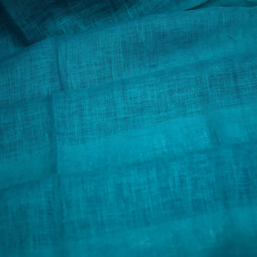 Esarfa-Sal tesuta manual din 100% IN (Linen 100% ) - Blue Turquoise -> Cod: Linen14 - esarfa din Linen (in)