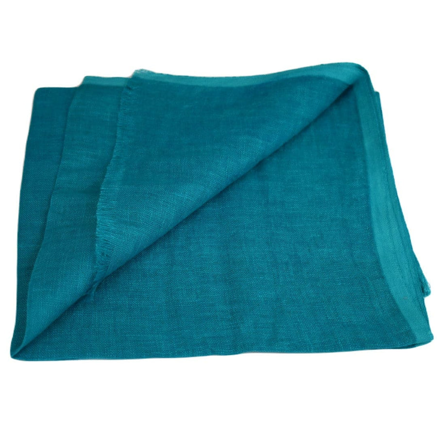 Esarfa-Sal tesuta manual din 100% IN (Linen 100% ) - Blue Turquoise -> Cod: Linen14 - esarfa din Linen (in)