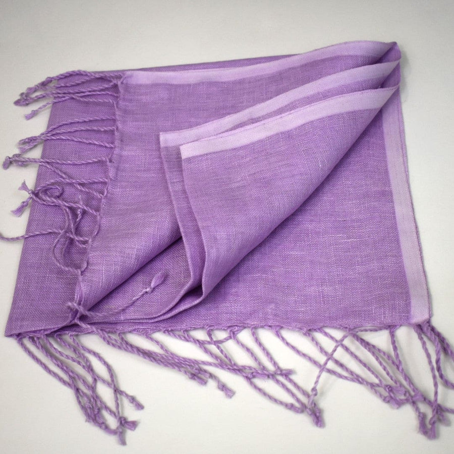 Esarfa-Sal tesuta manual din 100% IN (Linen 100% ) - Mov Lilac cu franjuri -> Cod: Linen7 - esarfa din Linen (in)