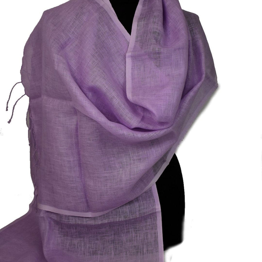 Esarfa-Sal tesuta manual din 100% IN (Linen 100% ) - Mov Lilac cu franjuri -> Cod: Linen7 - esarfa din Linen (in)