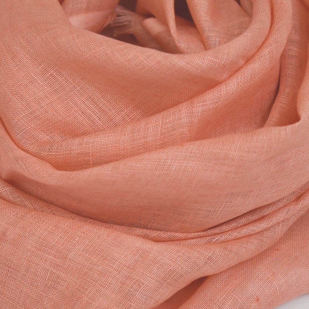 Esarfa-Sal tesuta manual din 100% IN (Linen 100% ) - Peach Salmon -> Cod: Linen21 - esarfa din Linen (in)