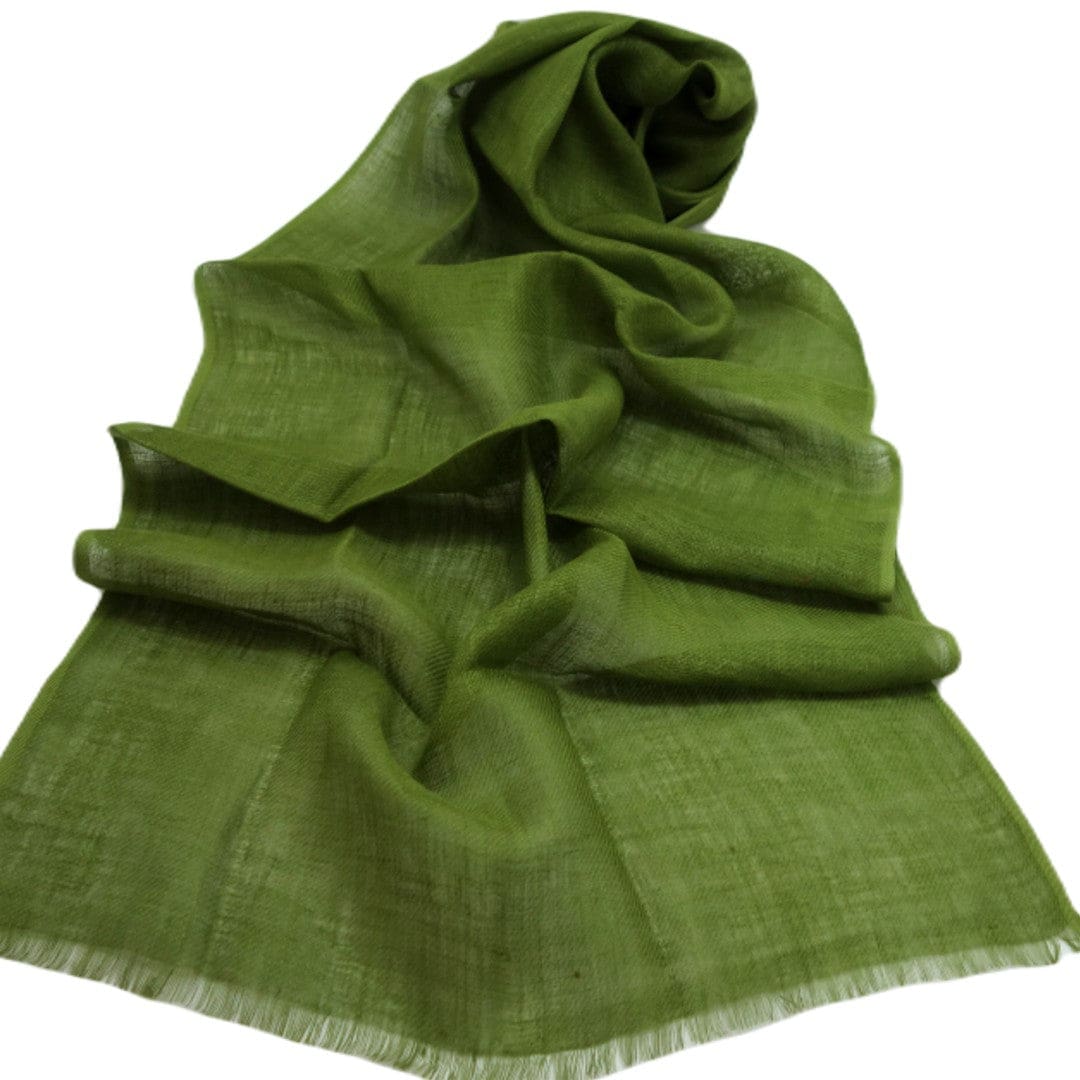 Esarfa-Sal tesuta manual din 100% IN (Linen 100%) - Leek Green ->LIN5 - esarfa din Linen (in)