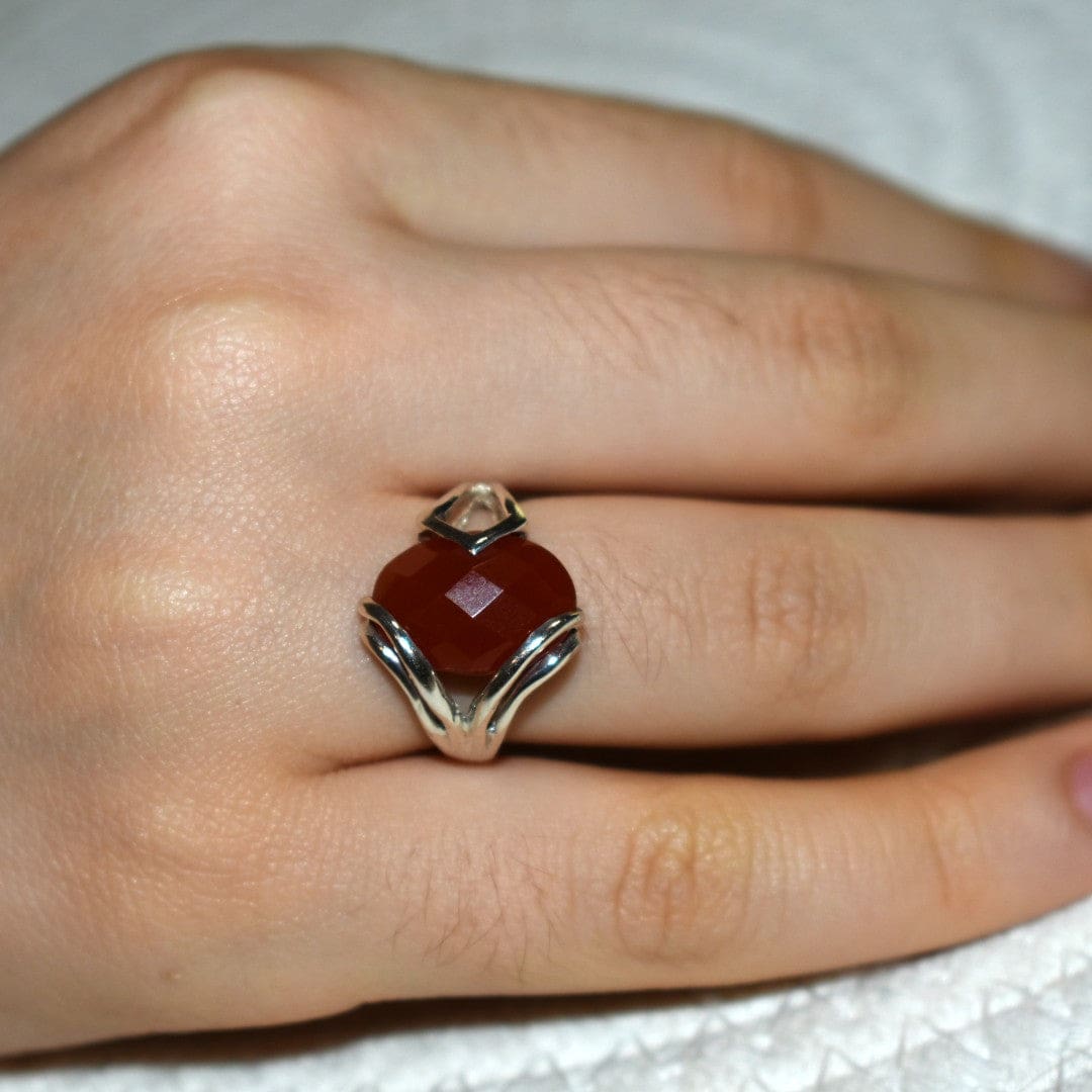 Inel din Argint 925 cu Piatra Semipretioasa Naturala de Carneol (Carnelian)->Cod: PureSilver43 (Marime: 6) - inel argint