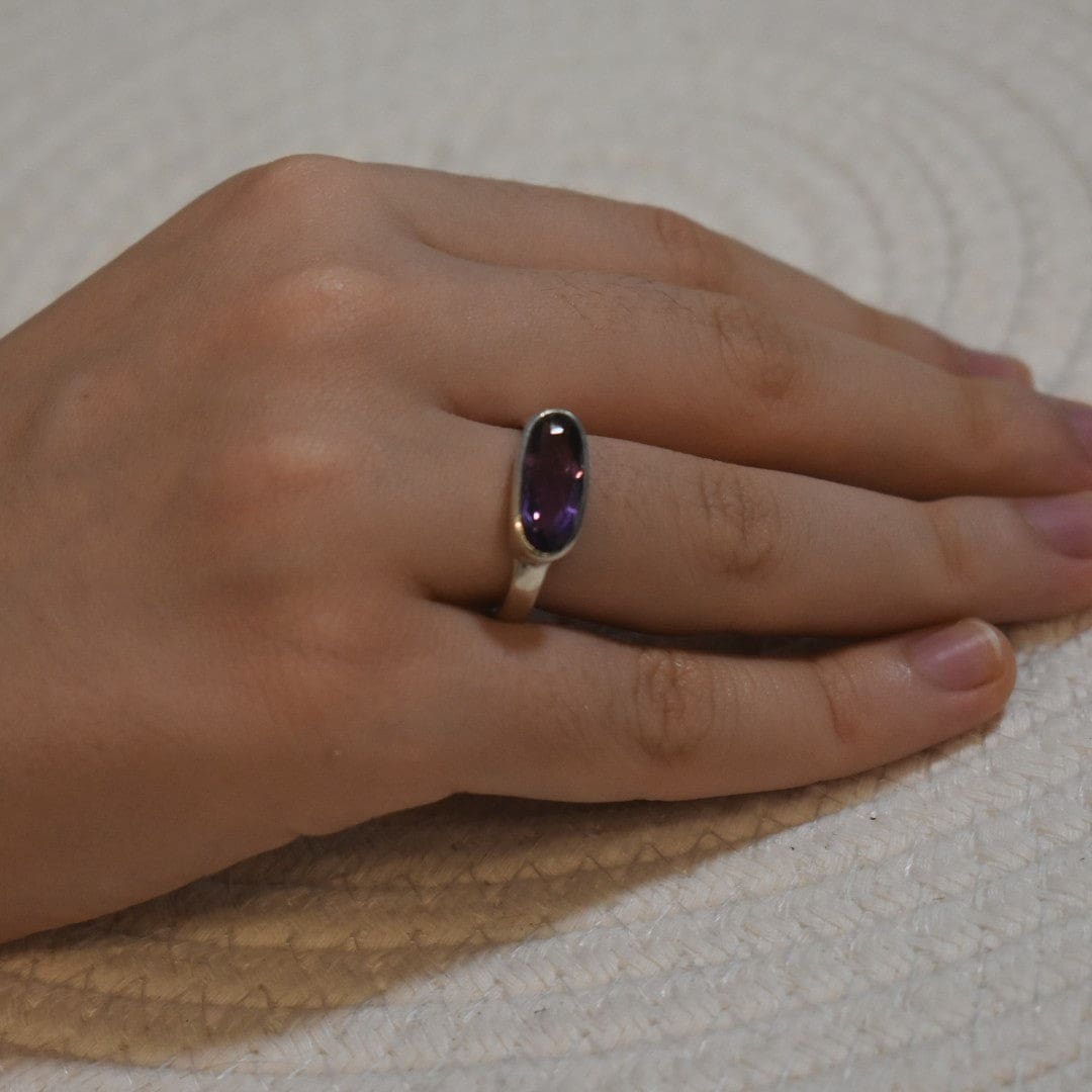 Inel din Argint cu Piatra Semipretioasa Naturala de Amethyst - Code: PureSilver23 (Marime: 9) - inel argint